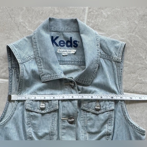 **NEW** - KEDS Light Blue Striped Denim Vest (Medium) - Picture 7 of 7